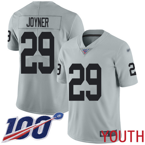 Oakland Raiders Limited Silver Youth Lamarcus Joyner Jersey NFL Football #29 100th Season Inverted Jersey